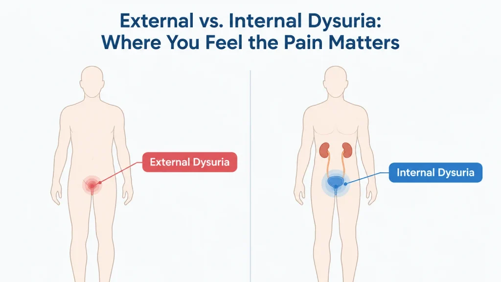 External vs. Internal Dysuria : Where You Feel the Pain Matters