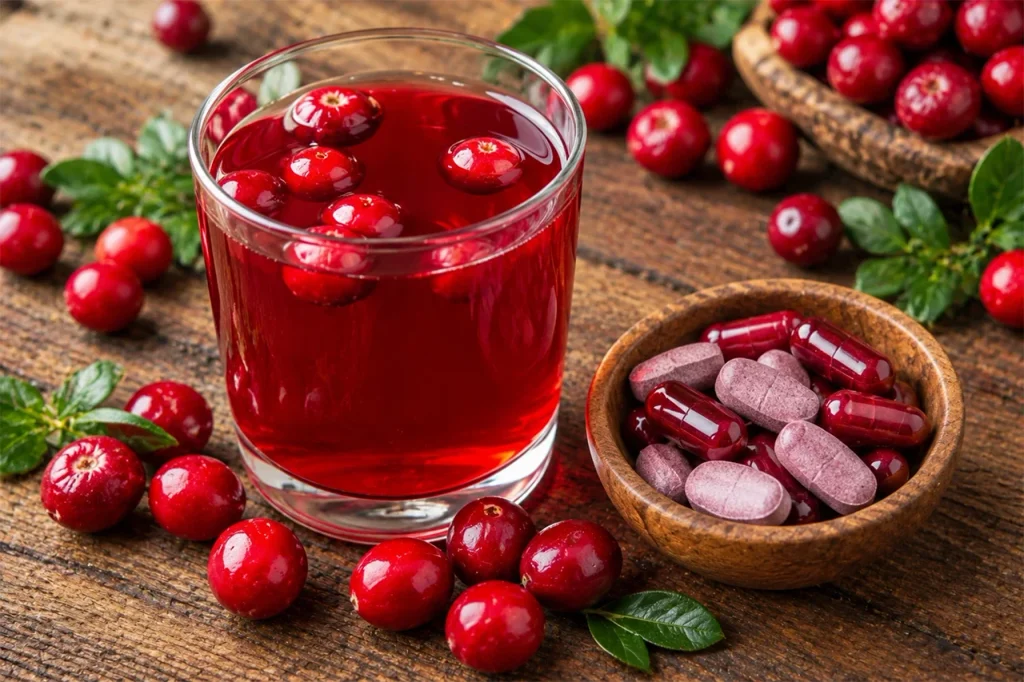 Cranberry juice or cranberry capsules